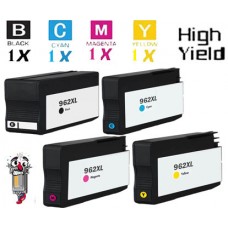 4 PACK Hewlett Packard HP962XL High Yield combo Ink Cartridge Premium Compatible