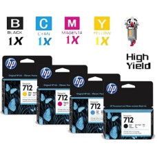 4 PACK Genuine Hewlett Packard HP712 High Yield Inkjet Cartridge