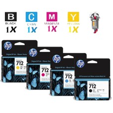 4 PACK Genuine Hewlett Packard HP712 Standard Inkjet Cartridge