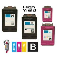 4 PACK Hewlett Packard HP61XL High Yield combo Ink Cartridges Remanufactured