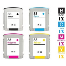 4 PACK Hewlett Packard HP88XL High Yield combo Ink Cartridges Remanufactured