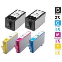 5 PACK Hewlett Packard HP902XL High Yield combo Ink Cartridges Remanufactured