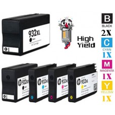 5 PACK Hewlett Packard HP932XL / HP933XL High Yield combo Ink Cartridges Remanufactured