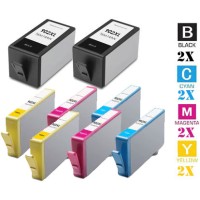 8 PACK Hewlett Packard HP902XL High Yield combo Ink Cartridges Remanufactured