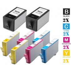 8 PACK Hewlett Packard HP902XL High Yield combo Ink Cartridges Remanufactured