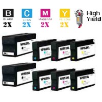 8 PACK Hewlett Packard HP952XL High Yield combo Ink Cartridges Remanufactured