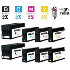 8 PACK Hewlett Packard HP952XL High Yield combo Ink Cartridges Remanufactured